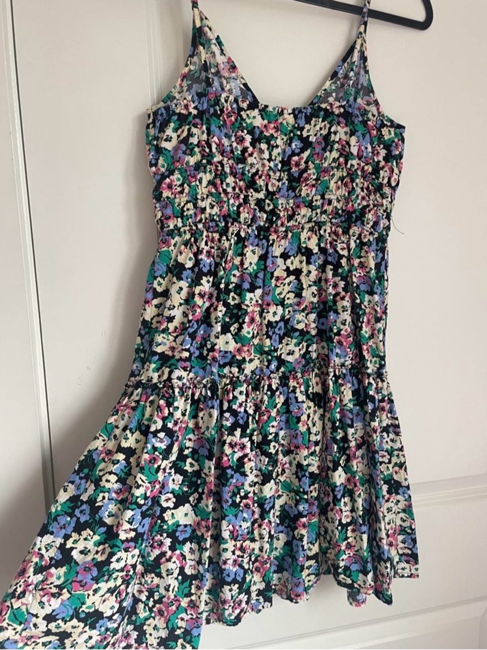 Rails Floral V-Neck Fit and Flare Sundress in Green, Purple, Pink